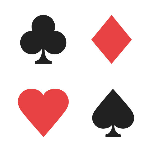 Signs playing cards. Casino isolated signs red black color. Poker signs. EPS 10